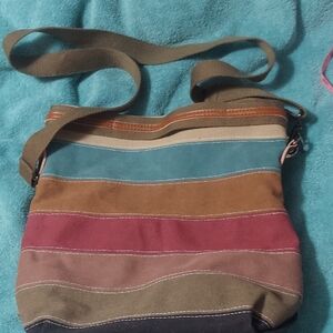 Multicolor Striped Canvas Bucket Shoulder Bag